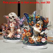 Gothic Butterfly Skull Decor - Acrylic Halloween Centerpiece For Tabletop, Shelf  Party Decor  Dark Aesthetic Art Sculpture, Modern Home Office Decoration