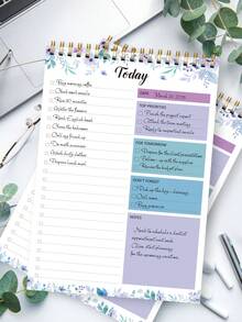 1pc Spiral Bound Undated Daily Planner Notebook, 52 Pages, Suitable For Office And Students, Improve Work Efficiency, Can Be Used As To-Do List, Teacher Supplies, Office Desk Accessories, Easter Gift, School Supplies, Halloween And Christmas Gifts - Multicolor - View 4