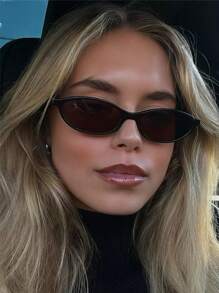 1pc Small Oval Hot Girl Vintage Style Glasses, Suitable For Summer Travel, Beach, Party, Birthday, And To Show Your Beauty