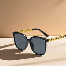 Big Frame Chain Leg Eyeglasses, Face-Slimming Driving UV Protection Eyeglasses