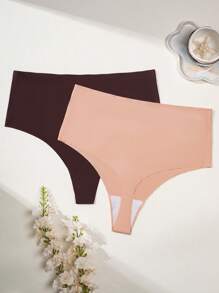 7pcs/Pack Seamless Plus Size Thong Underwear, Sexy Fashionable Casual Comfortable Home Style New Solid & Leopard Print, Birthday/Valentine's Day/Christmas/Halloween Gift