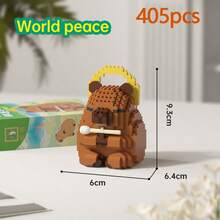 水豚积木玩具，成人治疗创意啮齿动物组装模型，DIY 减压，适合作为生日、情人节、圣诞节、万圣节礼物送给女朋友、男朋友、朋友