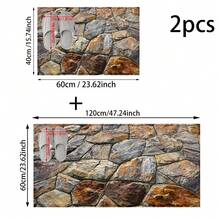 1套/1件/2件仿真石纹浴室防滑垫，仿羊绒材质，蓬松毛绒装饰，适用于浴室、门口、厨房、房间等场合，可机洗，日常装饰，可作为礼物赠送