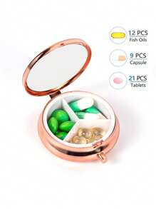 Portable Pill Case, Multi-Functional Moisture-Proof Travel Medicine Box, Suitable For Wallet And Pocket, Cute Metal Pill Organizer Box For Vitamins, Fish Oil And Supplements