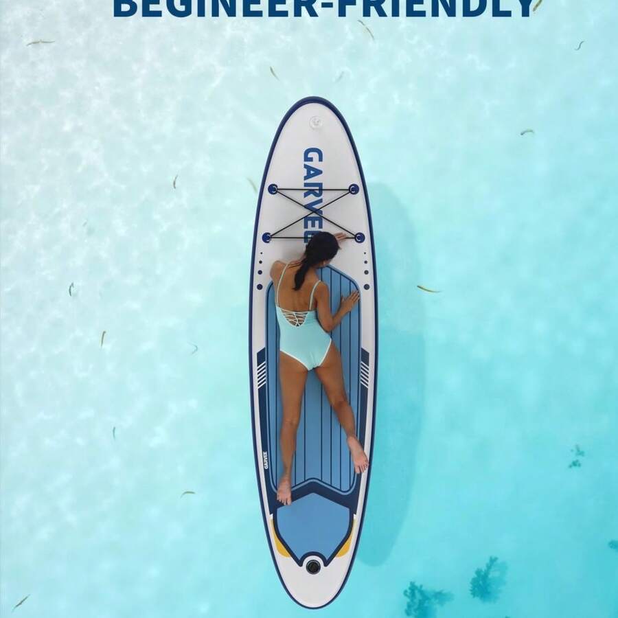 Danolapsi Inflatable Stand Up Paddle Board,Extra Wide Paddle Boards For Adults,  With Accessories & Nylon Backpack,Adjustable Paddle, Hand Pump, 3xFin, Leash,11ft*34"/10.6ft * 30" - Blue - View 1