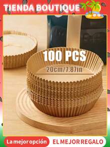 100 Pieces 6.3"/8" Disposable Air Fryer Mat, Round Air Fryer Paper Liners, Paper Bowl For Basket, Baking Tray, Oven Accessories, Cooking Tools, Kitchen Utensils, Kitchen Accessories Back To School