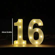 1set Birthday Theme Number Atmosphere Lamp (16/18/20/21/30 Yrs), Alphabet & Number Atmosphere Lamp (2024/2025/HAPPY, Etc), Adult Party Number Atmosphere Lamp,Christmas - Multicolor - View 2