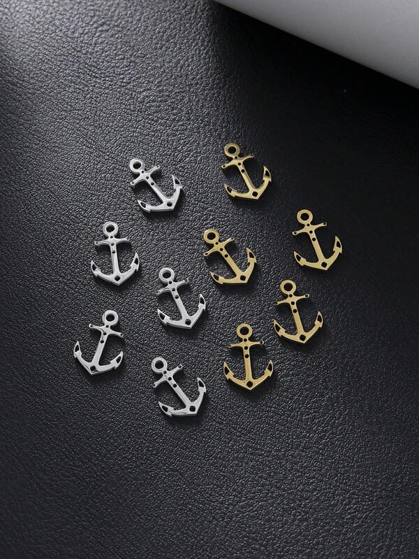 5pcs Tropical Ocean Themed Charms Set - Seashell, Starfish, Seahorse, Mermaid Tail, Palm Tree, Ship Anchor, Wave Shaped Stainless Steel DIY Pendant Accessories