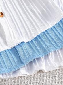 Set da 6 pezzi Outfit per bambini maschio, composto da camicia con colletto alla coreana e pantaloncini comodi, in stile britannico