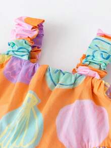 mini bala Girls' Strap Dress, Soft & Breezy – 2025 Summer Collection – Lightweight Everyday Wear - Yellow-blue Hue - View 6