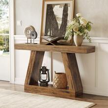 LITTLE TREE Farmhouse Console Table, 55-Inch Rustic Sofa Table With Storage, Industrial Wooden Entryway Table For Hallway, Living Room - Brown - View 6