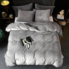 DIvellow Velvet Duvet Cover Queen Set Sage Green Comforter Cover 3Pcs Ultra Soft Cover Breathable Solid Luxury Flannel Velour Duvet Cover Zipper Closure Corner Tie - Smoky Gray - 查看 2