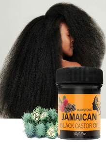 1 pieza de 100g Crema para el cuidado del cabello con aceite de ricino negro jamaicano - Puro prensado en frío para hidratar el cabelludo y el cabello, fortalecer, promover un cabello saludable, apto para cabello normal, unisex adulto, con ingrediente de aceite de coco hidratante