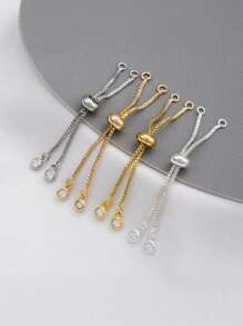 1 Set Copper Inlaid Zirconia & Silicone Beads Adjustable Extender Chain, DIY Bracelet/Necklace Jewelry Making Supplies
