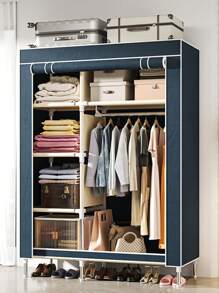 Sturdy Metal Frame Cloth Wardrobe With Fabric Exterior - Space-Saving Closet Organizer For Bedroom, Dorm Or Apartment - Includes Shelves, Hanging Rod And Stacking Area For Multi-Functional Storage And Clothing Organization | Minimalist Wardrobe | Durable Structure, Portable Closet