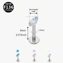 1PC Women's G23 Titanium Ear Studs | Cat's Eye Stone & 5A CZ Inlaid Piercing Jewelry | Hypoallergenic, Versatile For Ear, Lip Or Nose Wear