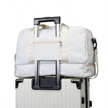 Casual Polyester Travel Duffel Bag - Lightweight Diamond-Plaid Design, Large Capacity Sports And Fitness Storage