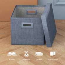 Set di 2 contenitori impilabili, pieghevoli, per soggiorno e camera da letto, 30 x 30 x 29 cm, blu