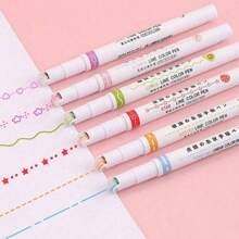 6 Sets Curve Design Markers, Lace Pens, Wavy Line Highlighters, DIY Outline Pens, Suitable For Handbook Design, Note-Taking, Drawing, And Professional Highlighting. Applicable For Office, School, Personal Planners, Creative Workshops, And Art Projects. Functional Writing Instruments For Diverse Users, Including Educators, Students, And Professionals.