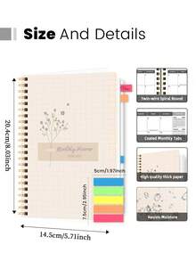 Trees 2026-2027 年月度计划笔记本，A5 简约周计划和月度计划学年日历笔记本，32 页办公和学校用品，完美的教师礼物 - 多色+五色彩簽 - 查看 7