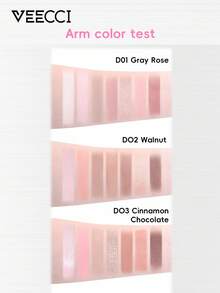 VEECCI Palet eyeshadow 7 warna yang cantik dan menawan, tahan lama dan anti luntur, berkilauan seperti mutiara, eyeshadow multiwarna, nuansa alami, cocok untuk pelajar, harga terjangkau, ideal untuk Halloween dan acara malam hari. - DO3 Kayu Manis Cokelat - View 7
