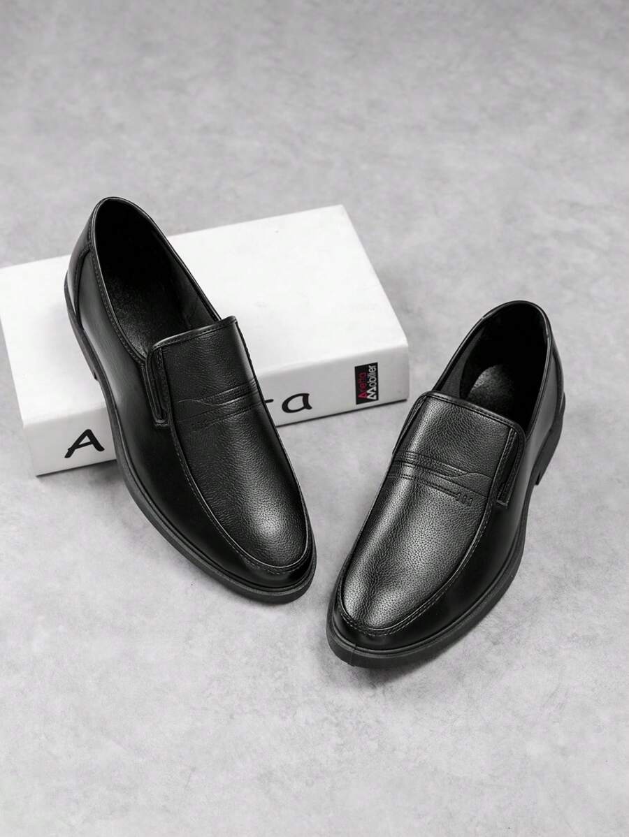 Men's Solid Color Basic Casual Slip-On Loafers, Faux Leather, Comfortable For Commuting, Office, All Season, Anti-Slip & Durable (Suggest Ordering One Size Down)