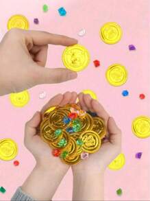 10/50/100 bunte Kunststoff-Goldmünzen, Simulation Kunststoff-Falschgeld, Piraten-Jagd-Spielmünzen, Schätze geeignet für Karnevalsspiele, Piratenparty-Deko-Geschenke, Jagd-Spielzeug-Zubehör, Goldmünzen-Belohnungspunkte, Halloween-Piraten-Spielsachen