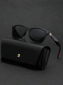 1 副时尚经典圆框眼镜，男女通用复古设计，简约户外旅行徒步驾驶钓鱼节日装饰，红色铆钉配硅胶防滑垫，街头潮流 - 黑框灰色偏光鏡片/紅色米釘紅色橡皮 - 查看 8