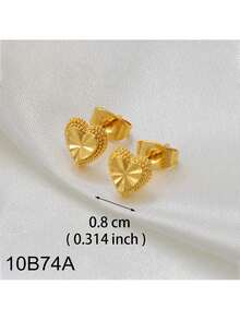 1 par de aretes con diseño de flor en forma de corazón y mariposa de tamaño pequeño para mujeres, color dorado, joyería de África, mundo árabe y Oriente Medio - Amarillo Oro - Ver 15