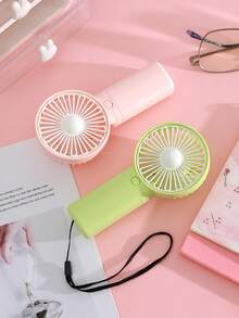 1 pieza Ventilador mini portátil unisex, ventilador de mano de funcionamiento a batería, diseño sencillo y elegante, sensación de viento natural, enfriamiento rápido, única velocidad de viento, agarre cómodo, diseño con cordón, compacto y conveniente, adecuado para actividades al aire libre en verano, playa, oficina, escuela, dormitorio, fiestas en la playa y el uso diario. Requiere 2 baterías AAA (no incluidas) - Multicolor - Ver 4