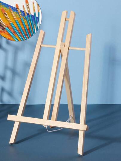 1pc 40cm Tabletop Painting Easel Folding Display Stand, Includes 10pcs Nylon Brush Set For Poster, Watercolor, Acrylic Oil Painting & Drawing,Back To School,School Supplies