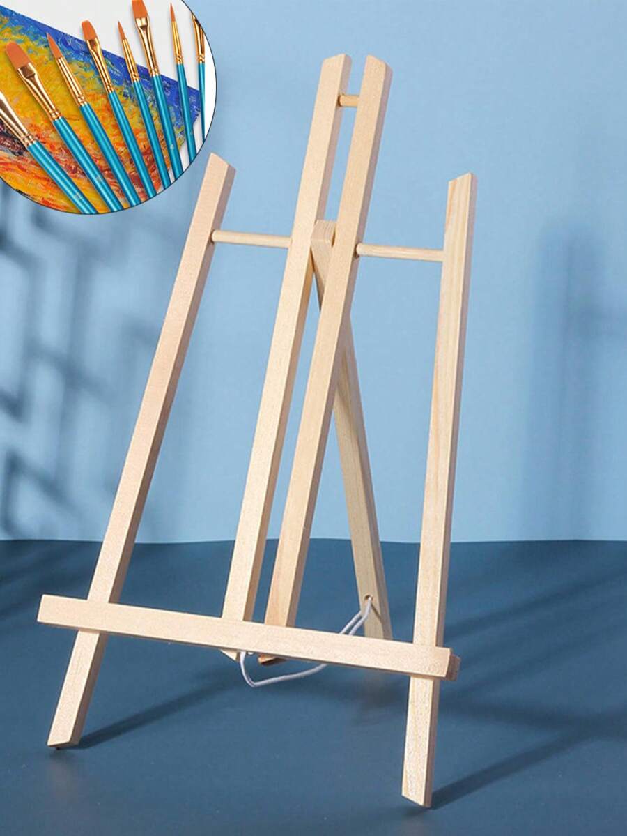 1pc 40cm Tabletop Painting Easel Folding Display Stand, Includes 10pcs Nylon Brush Set For Poster, Watercolor, Acrylic Oil Painting & Drawing,Back To School,School Supplies - one-size - View 1