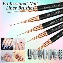 5pcs Nail Art Liner Brushes, Liner Brush Nails Gel, Nail Art Brush, Sizes/9/11/15/25mm. 3pcs Nail Art Clean Up Brushes, Nail Design Painting And Clean Polish Mistake On Cuticles - 1 - View 7