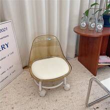 1pc Swivel Stool, Minimalist & Fashionable Backrest Lumbar Support Acrylic Low Stool, Small Chair - Multicolor - View 10