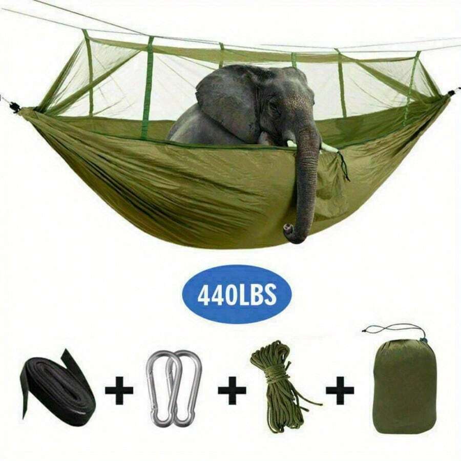 Super Lightweight Ultralight Camping Hammock With Quick-Setup Mosquito Net - Spacious For 1-2 People, Perfect For Backpacking, Outdoor Adventures, And Travel - Durable, Comfortable, And Portable - Army Green - View 1