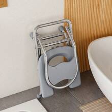 [Preț special pentru o perioadă limitată] Scaun de toaletă din oțel inoxidabil cu capacitate mare de încărcare, potrivit pentru vârstnici, femei însărcinate și persoane cu mobilitate limitată. Rezistent la rugină și ușor de curățat, pliabil