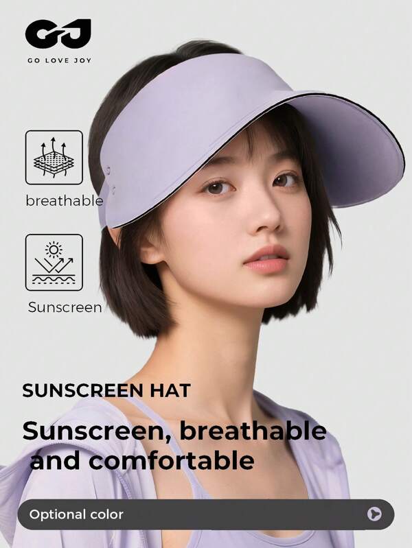 GOLOVEJOY 1pc Women's Solid-Color Versatile Summer Sun Hat, Broad-Brimmed Breathable Foldable Sun Protection Hat For Outdoor Sports, Suitable For Tennis, Golf, Hiking, Black