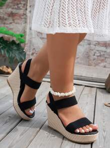 Sandales compensées épaisses et plateforme pour femmes grandes tailles, style européen et américain. Sandales compensées à plateforme mode, haute talon épais, corde épaisse, imperméable, Glissant