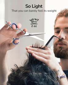 Hair Cutting Scissors, ULG Professional Hair Scissors 6.5 Inch Right-Hand Razor Edge Barber Shears Salon Hair Cutting Shears Made Of Japanese Stainless Steel, Hand Sharpened Blue - Xanh lam-5,5 inch - Xem 6