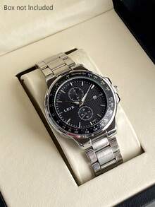 1 件男士石英钢带日期手表，高端奢华手表，理想的男士礼物