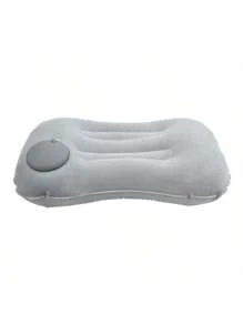 1 pieza Almohada lumbar inflable cómoda, tela de felpa, adecuada para coche, viaje, avión, exterior, siesta, respaldo