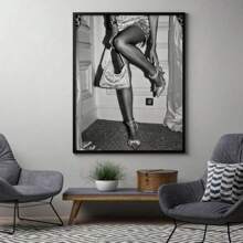 1 pieza, Arte de pared de moda lujosa para mujer, decoración de fiesta con estilo feminista y vibrante, estilo universitario, póster vintage en blanco y negro, pintura de lienzo minimalista, adecuado para decoración del hogar, carrito bar, cafetería, patio, regalo de cumpleaños, sala de estar, dormitorio, oficina, cocina, baño, el regalo perfecto para tus amigos, decoración de pared, sin marco