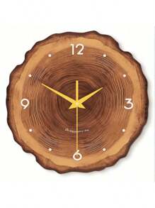 1pc 12-Inch Creative Faux Woodgrain Texture Hanging Clock, Silent Non-Ticking Wall Clock For Living Room, Kitchen, Bedroom, Office, Outdoor Decor, Gift For Friends (Battery Not Included) Room Decor Clock Wall Bedroom Decor Dormitory Decor Back To School School Decor School Surprise