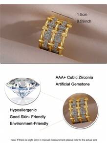 1 Peça Anel Feminino Geométrico Glamuroso de Duas Cores Entrançado, Presente Divertido e Dourado Abrível para Uso Diário, Feriado, Viagem