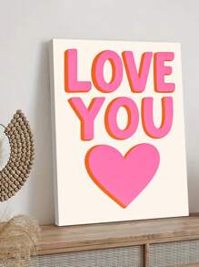 1pc Emotional Wall Art, Love Message Paintings, Bright Colors Art Prints, Valentine Canvas Print Wall Arts, Pink Heart Room Aesthetic, Love You Text Home Decor, Wall Art, Room Aesthetic, Modern Posters, Ideal Gift, Bathroom, Office, Cafe, Optional Framed