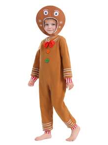 Conjunto de 2 piezas de sombrero y mono de hombre de jengibre para niños, disfraces para actuaciones en escenario y festivales para niños - Multicolor - Ver 6