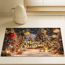 1pc Christmas Santa, Snowman & Tree Printed Silicone Coffee Drink Coaster, Anti-Slip Absorbent Washable Drainage Mat For Countertop, Kitchen, Dining Table, Holiday Decor