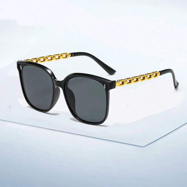 Big Frame Chain Leg Eyeglasses, Face-Slimming Driving UV Protection Eyeglasses