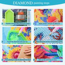 1 pieza Kit de pintura de diamantes redonda y sin marco de gran tamaño, kit de arte de diamante 5D con cristales de rhinestone artificiales completos para manualidades de principiantes, pintura de diamantes hecha a mano como decoración de pared del hogar o regalo, flor, 30*40cm/11.8*15.7in