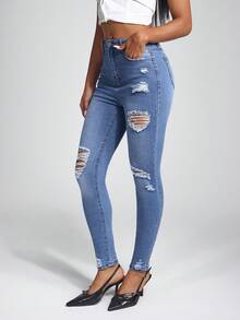 Jeanoix Ripped Detail Skinny Jeans Ripped Jeans